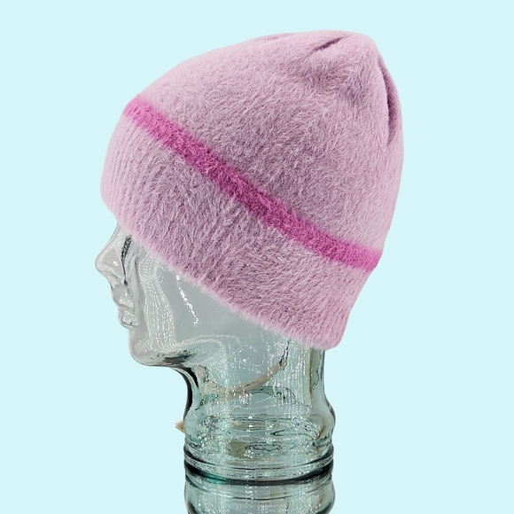 BCBGeneration Hat Beanie Mauve Single Stripe Cuff Cottagecore Barbiecore Outdoor